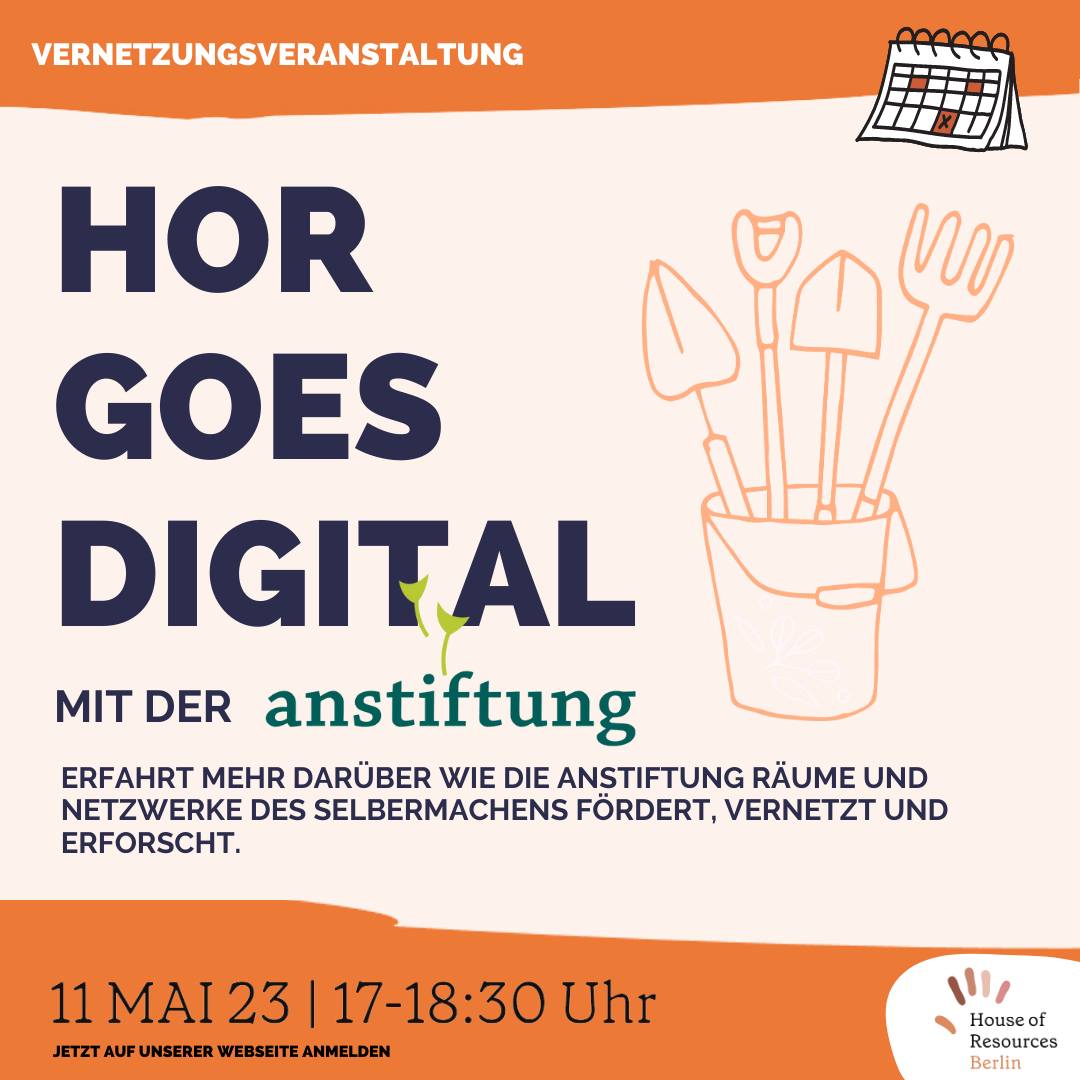 HoR goes digital: Vorstellung der Stiftung anstiftung am 11.05.2023 von 17.00-18.30 Uhr