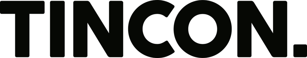 "TINCON:" in schwarzer Schrift auf weißem Grund